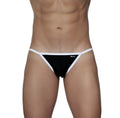Black and white thong bikini groovin accent string bikini black st0402 with slim minimalist design shown from the back