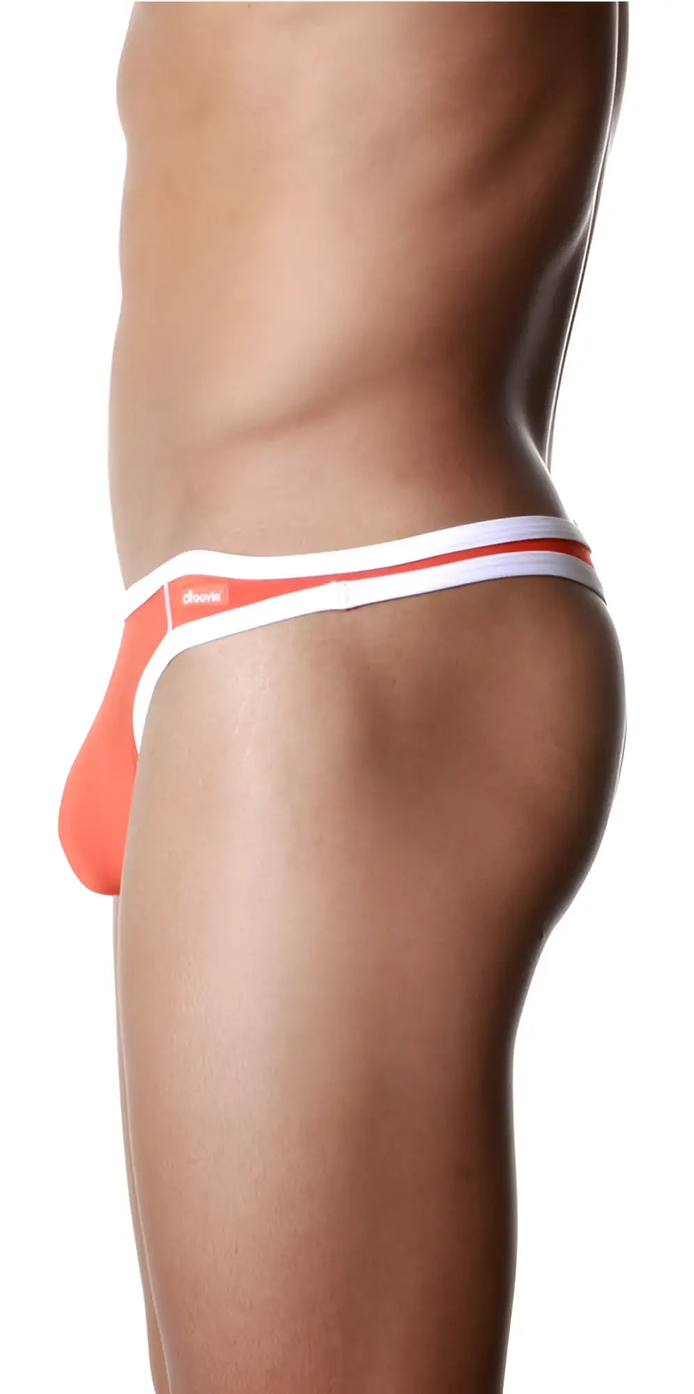 Orange and white sleek minimalist groovin underwear accent thong designed for comfort and style in vibrant colors