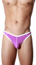 Groovin underwear accent thong purple in sleek modern design featuring purple and white colors shown from the back