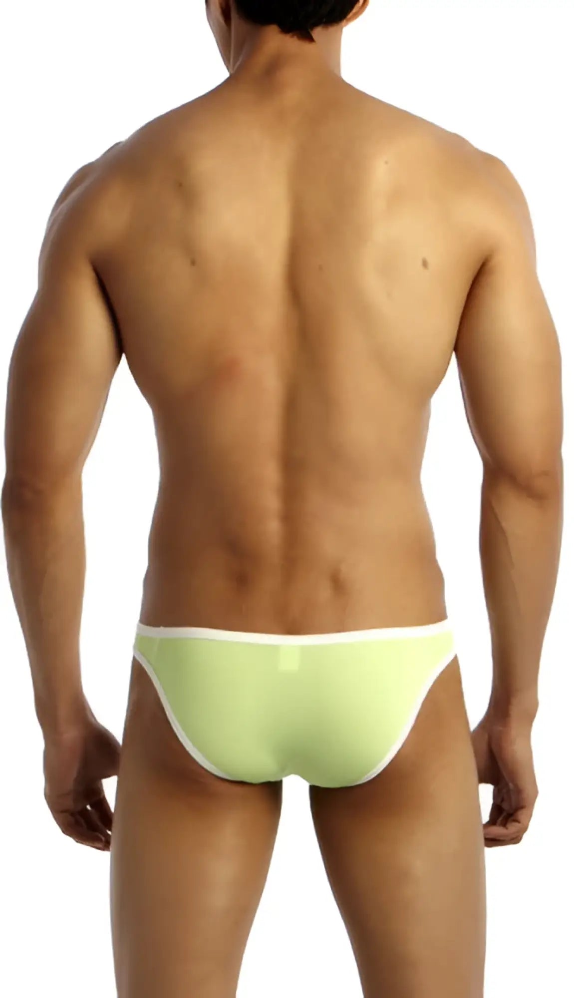 Light green groovin underwear accent v cut bikini briefs with white trim designed for comfortable everyday wear