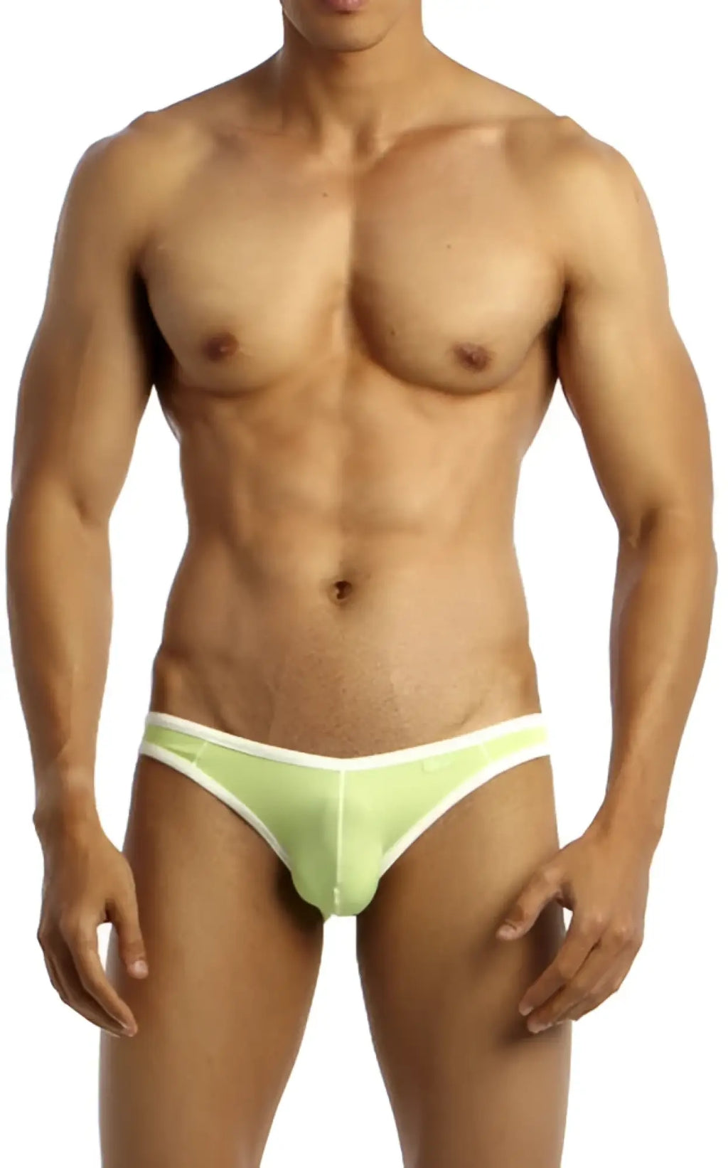 Groovin underwear accent v cut bikini briefs in light green with white trim and a form fitting design