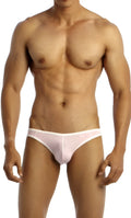 Groovin underwear accent v cut bikini pink bv0416 sleek light pink mens brief with smooth fit and white waistband trim