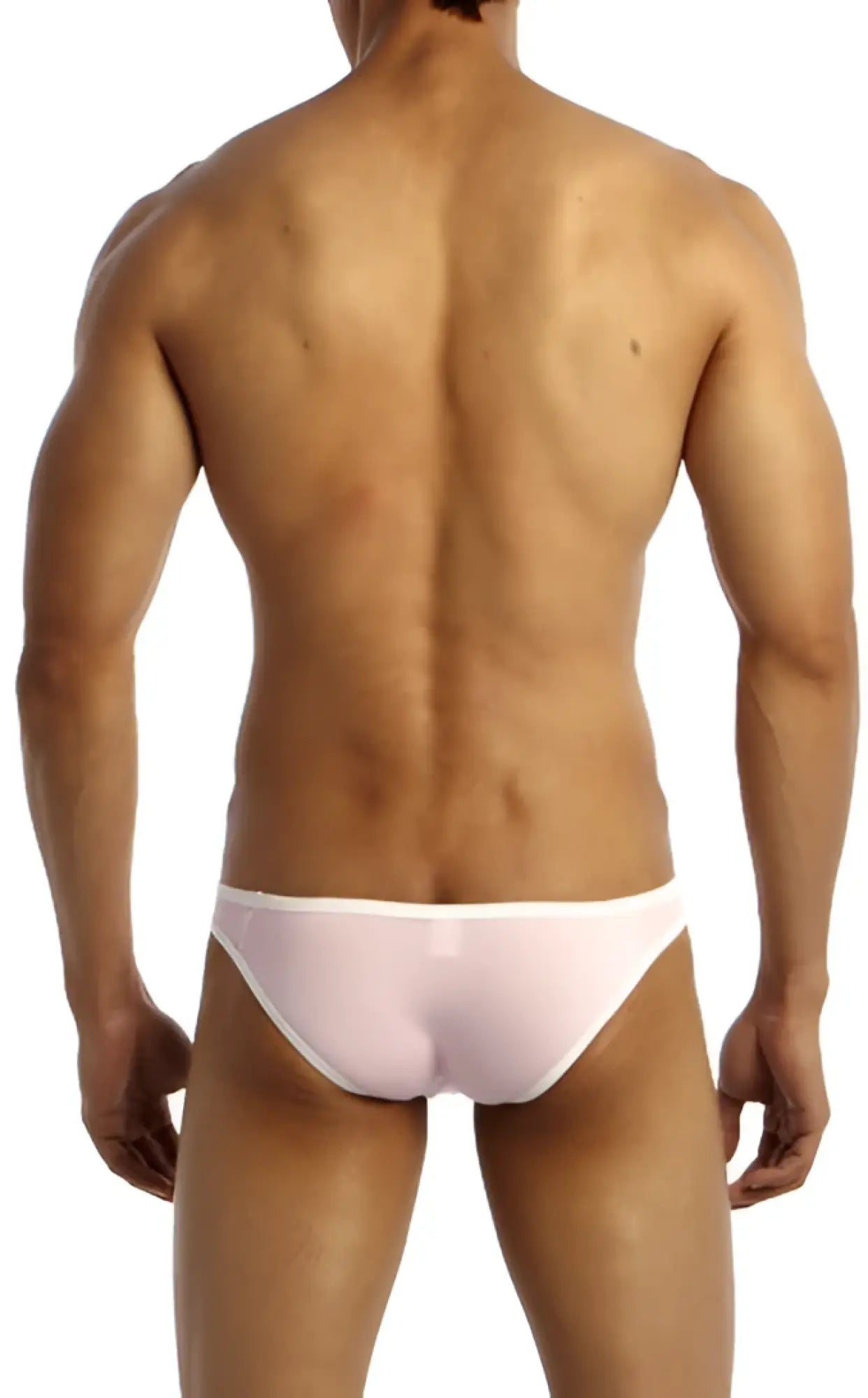 A sleek translucent white groovin underwear accent v cut bikini with smooth form fitting design pink bv0416
