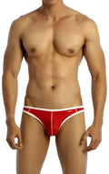 Groovin underwear accent v-cut bikini red bv0409 red and white athletic briefs with sleek form-fitting design