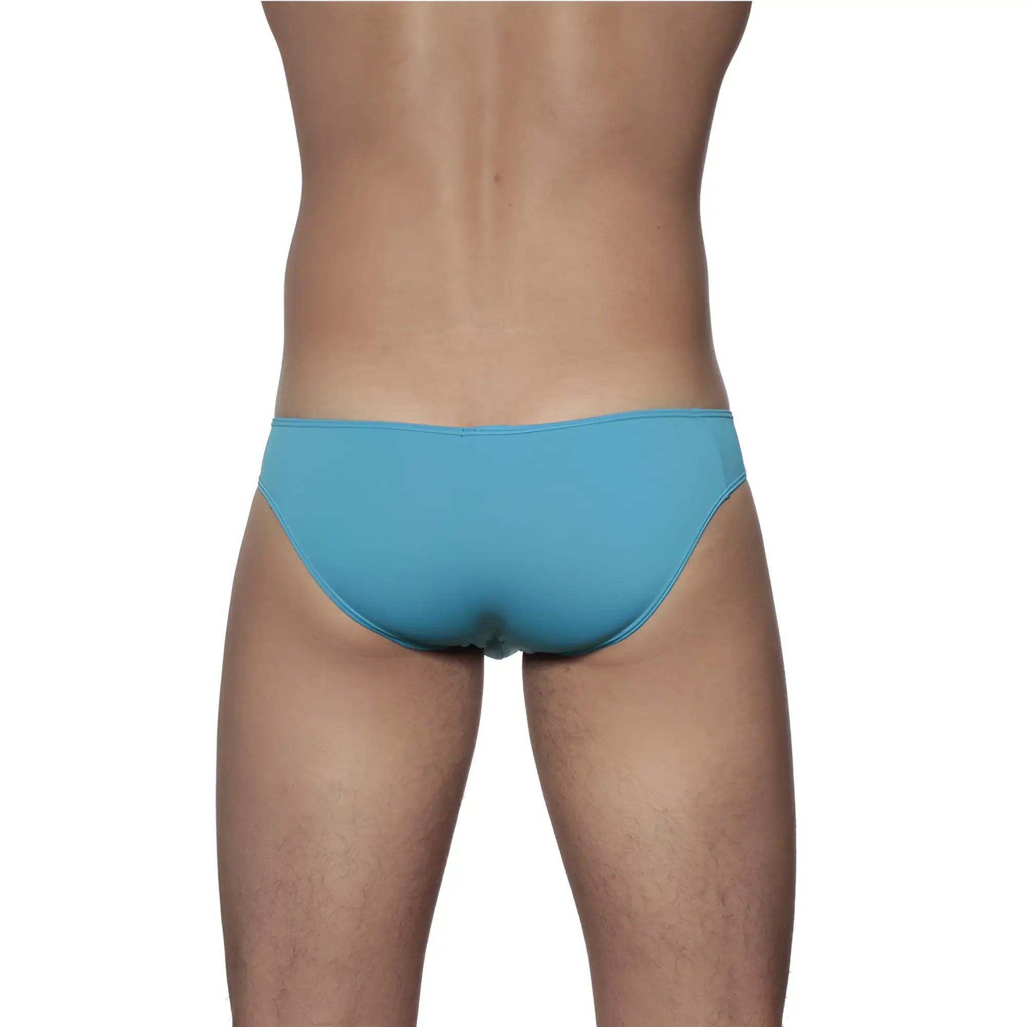 A sleek solid cyan blue groovin underwear athletic v cut bikini brief with smooth form fitting design