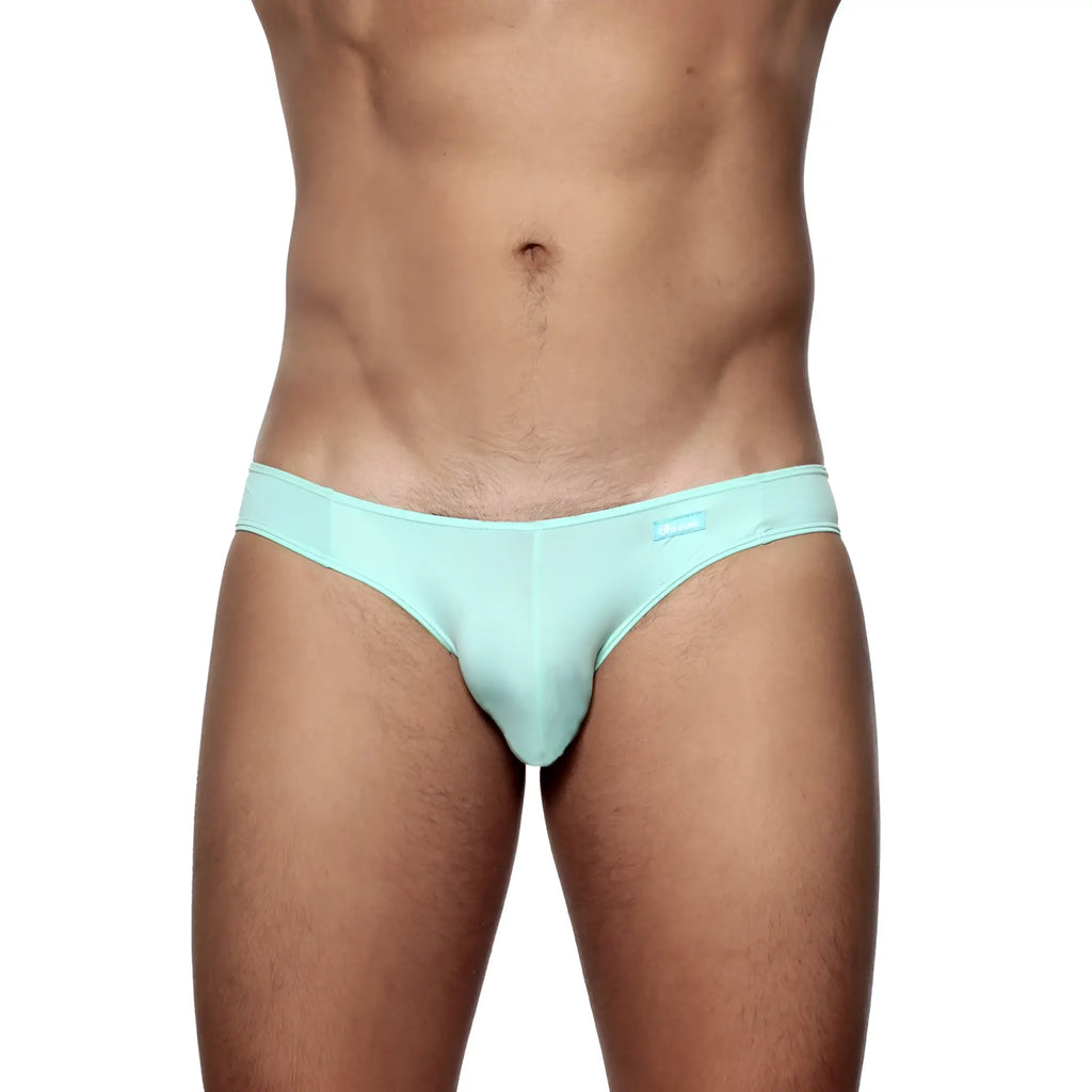 Mint green groovin underwear athletic v cut bikini brief with smooth form fitting fabric and subtle waistband branding