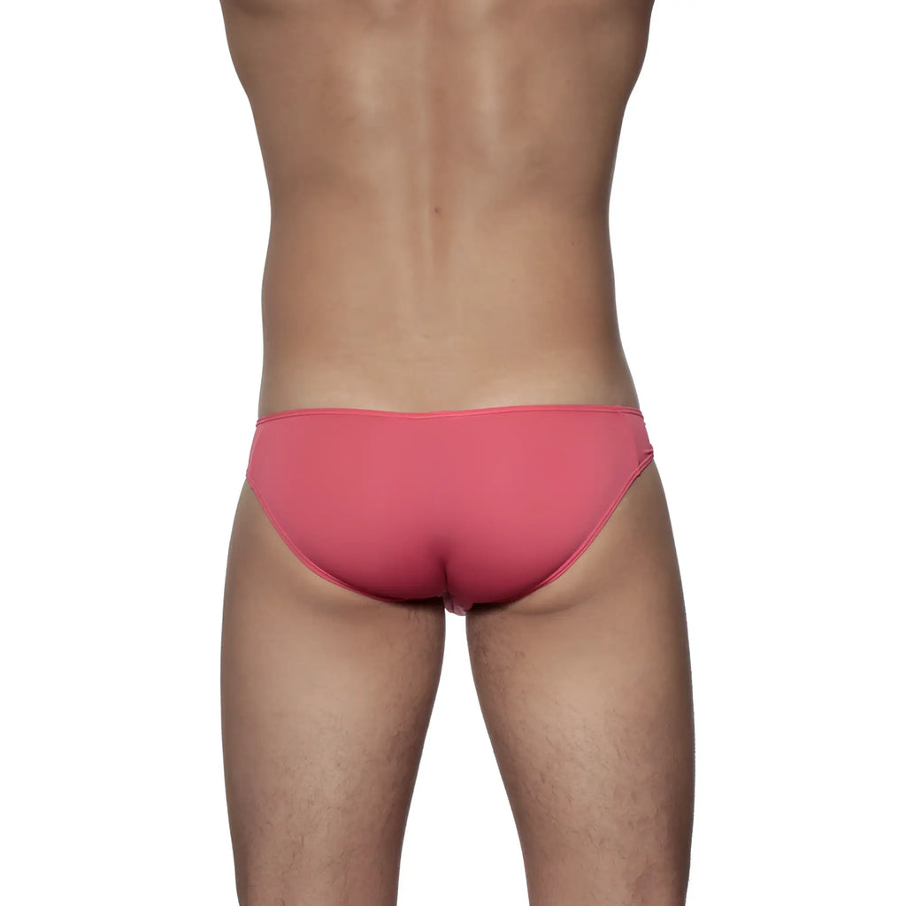 Groovin underwear athletic v-cut bikini brief in coral pink smooth form-fitting fabric minimalistic design