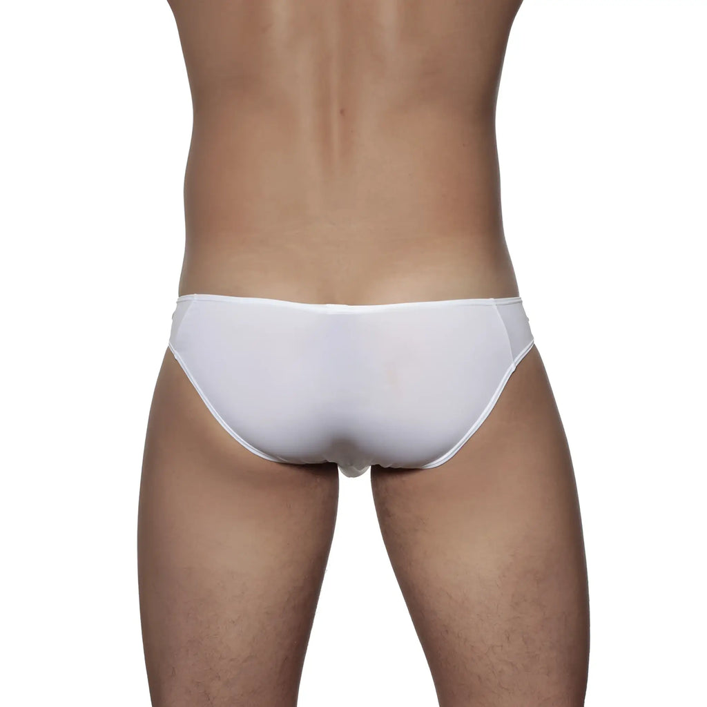 Groovin underwear athletic v-cut bikini brief in white with smooth seamless design for comfortable fit