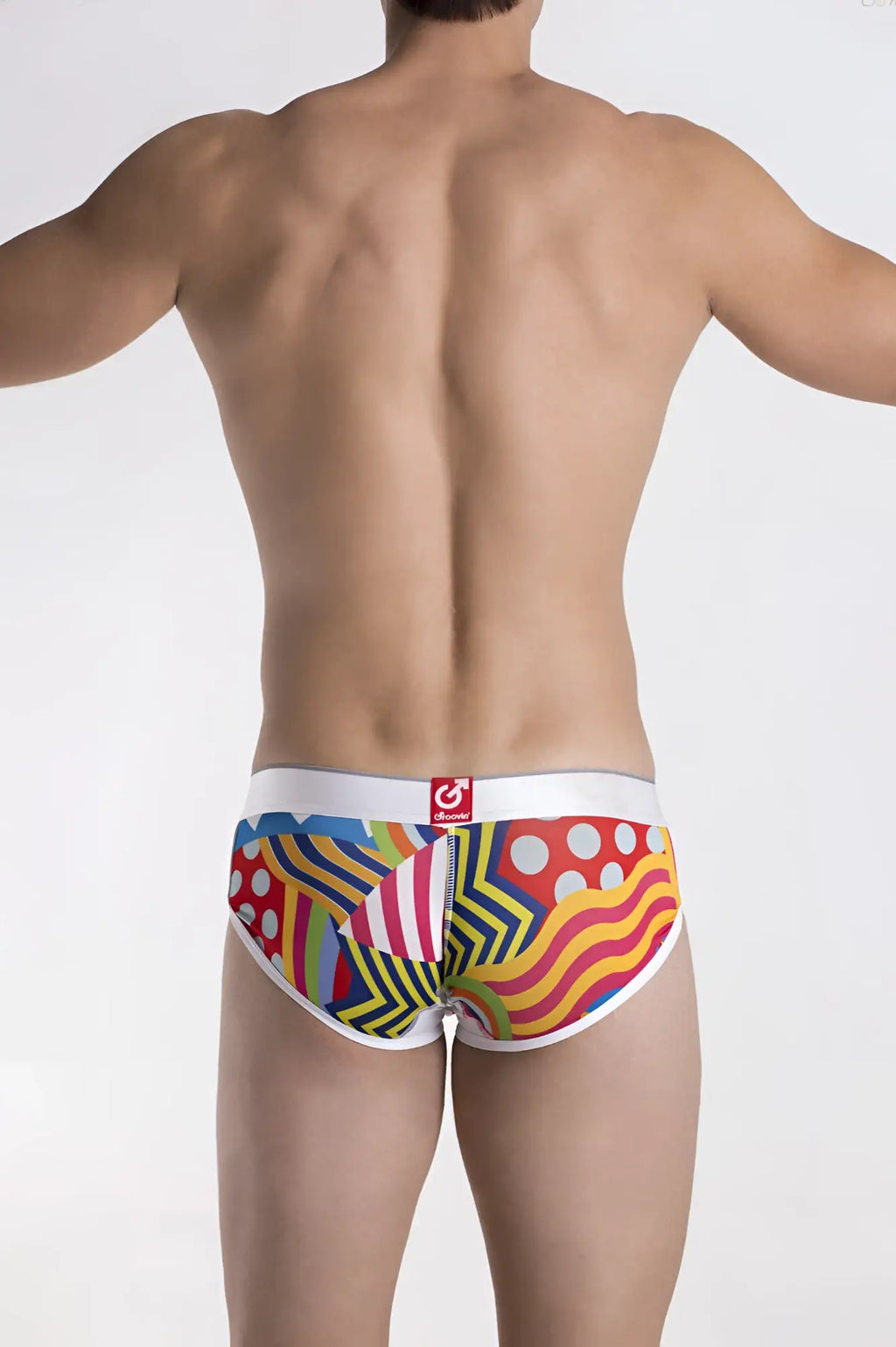 Groovin underwear pop art cup boxer cbp1702 vibrant multicolored briefs with bold geometric and abstract designs