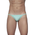 Groovin string bikini mint green thong made of smooth stretchy fabric with subtle brand tag on the waistband