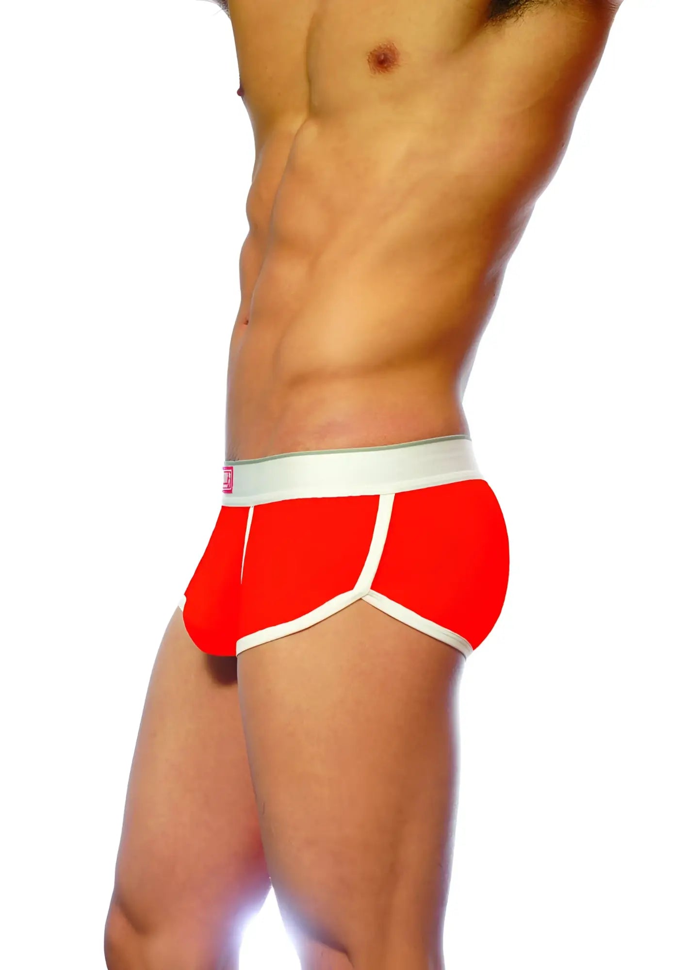 Red briefs with white trim and waistband from groovin underwear ventilated cup boxer for comfort and support