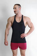Black sleeveless athletic tank top gym bae classic workout stringer with subtle embroidered logo on chest