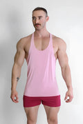 Pink gym bae classic workout stringer muscle tank top with breathable fabric for fitness and training sessions