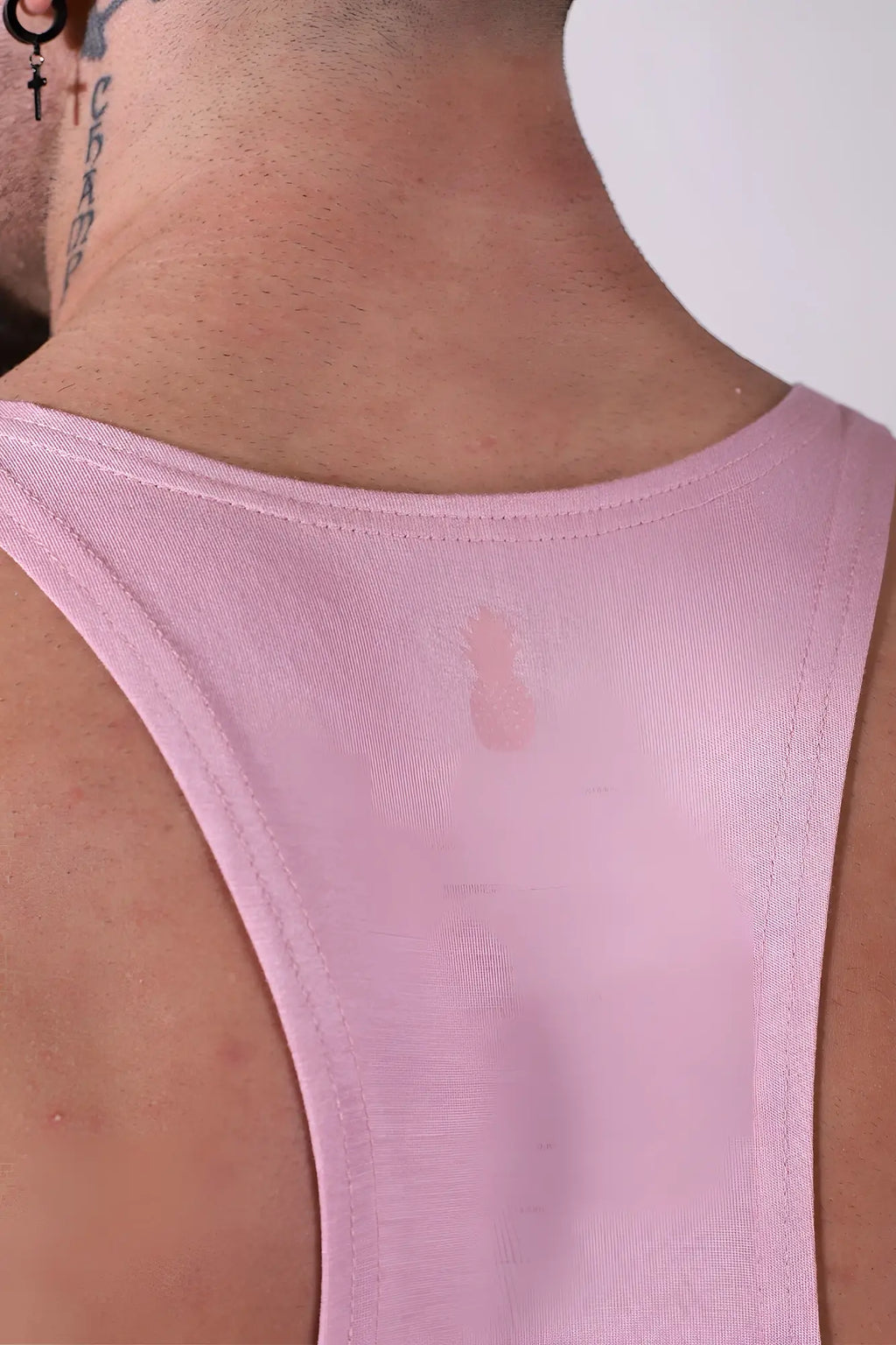 Gym Bae Classic Workout Stringer pink soft ribbed knit tank top with rounded neckline and thin shoulder straps