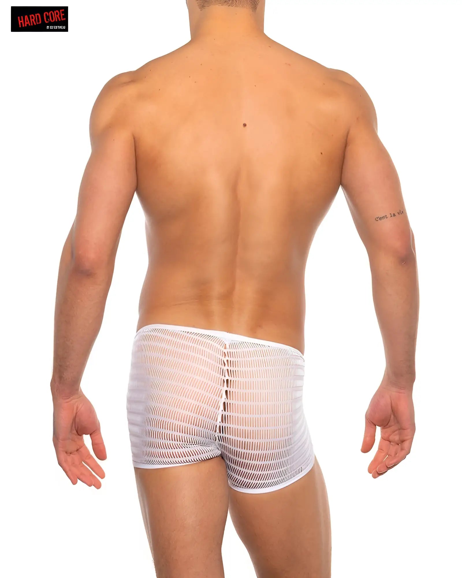 White mesh briefs hard core bare mini trunk with snug form fitting design for comfortable everyday wear