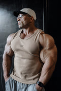Camiseta sin mangas acanalada con cuello halter de Jed North - Caqui