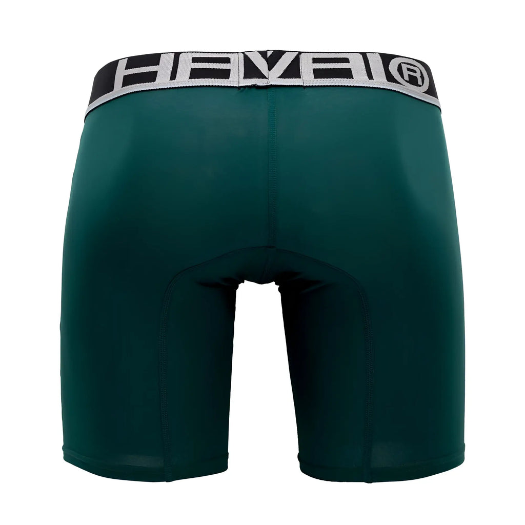 Dark green haevei solid athletic boxer briefs with black and gray elastic waistband for men