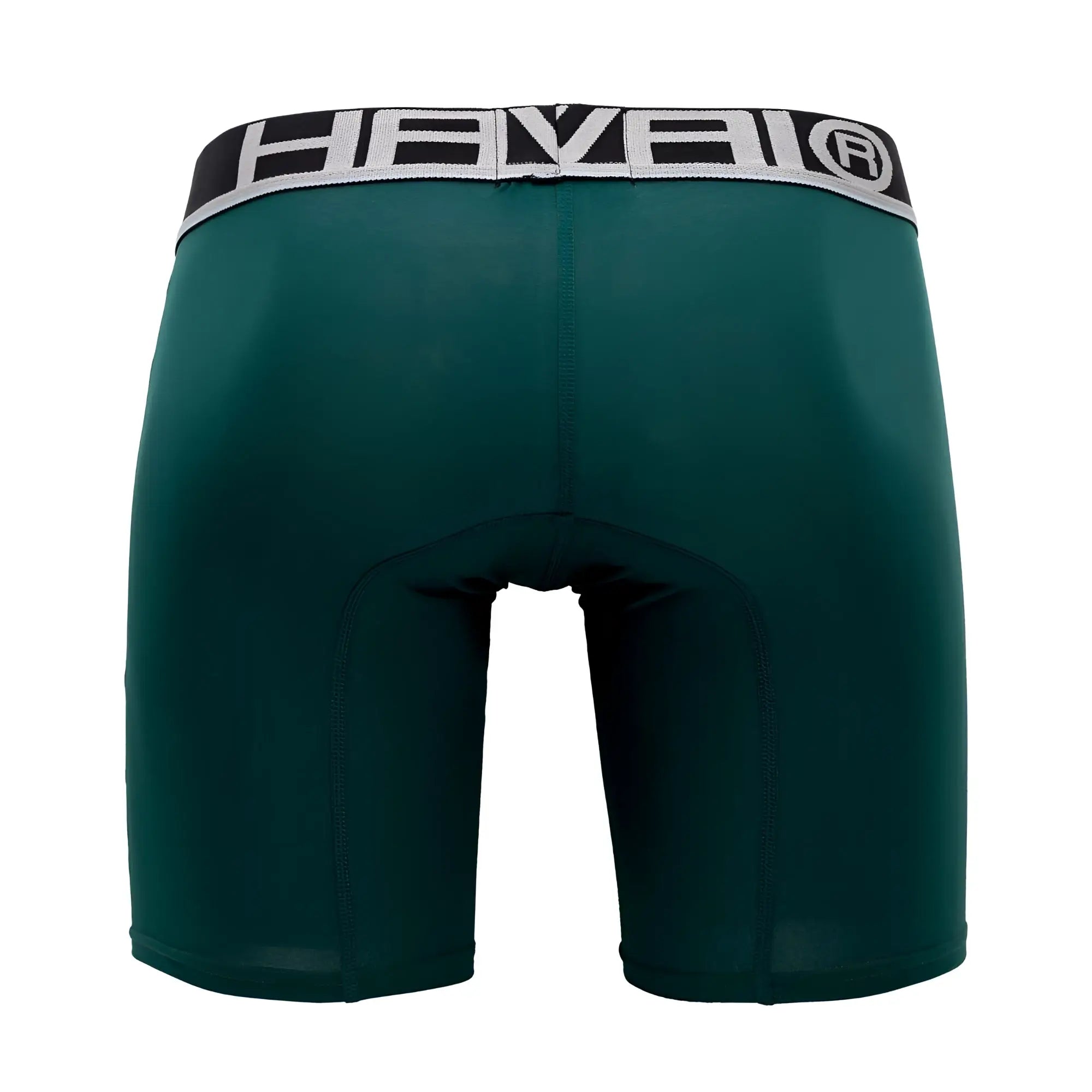 Dark green haevei solid athletic boxer briefs with black and gray elastic waistband for men