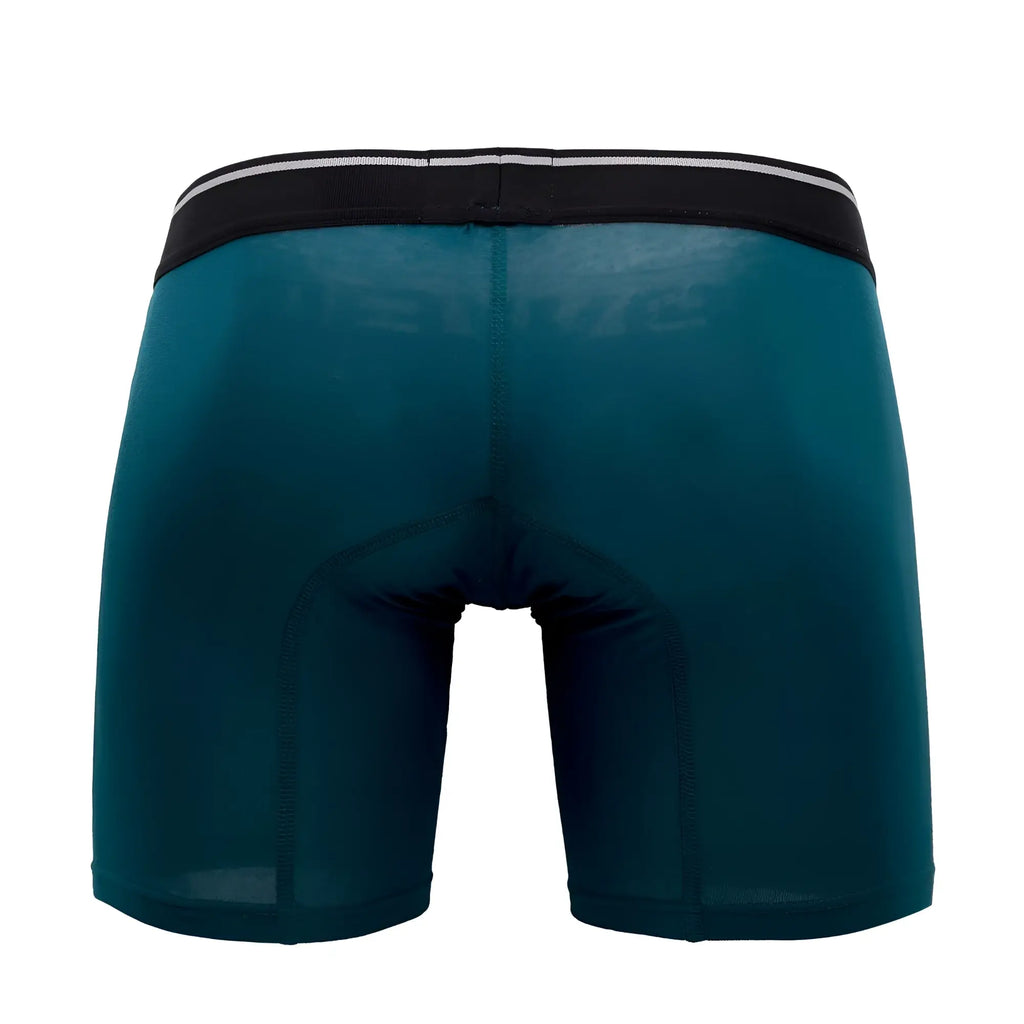 Teal-colored hawa 41903 solid athletic boxer briefs with black waistband and white stripes for men