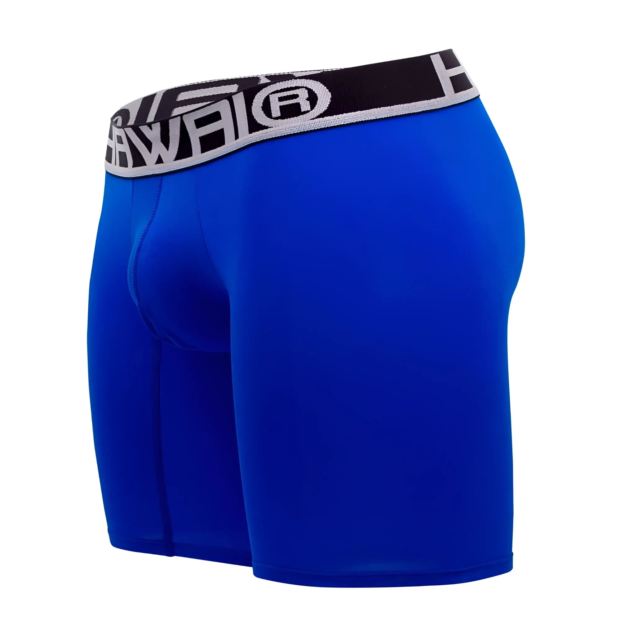 Bright blue hawai 41903 solid athletic boxer briefs with black and gray elastic waistband for men