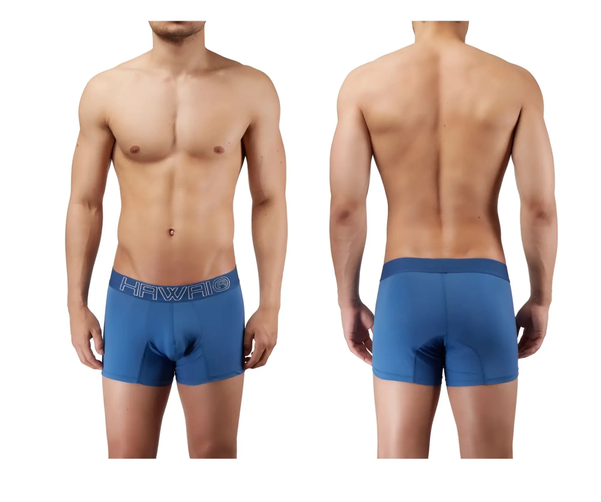 Blue quartz hawai 41948 boxer briefs with darker blue waistband and white hawaii logo in men’s underwear design