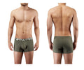 Olive green hawai 41948 men’s boxer briefs with gray waistband and white hawaii logo for comfortable wear
