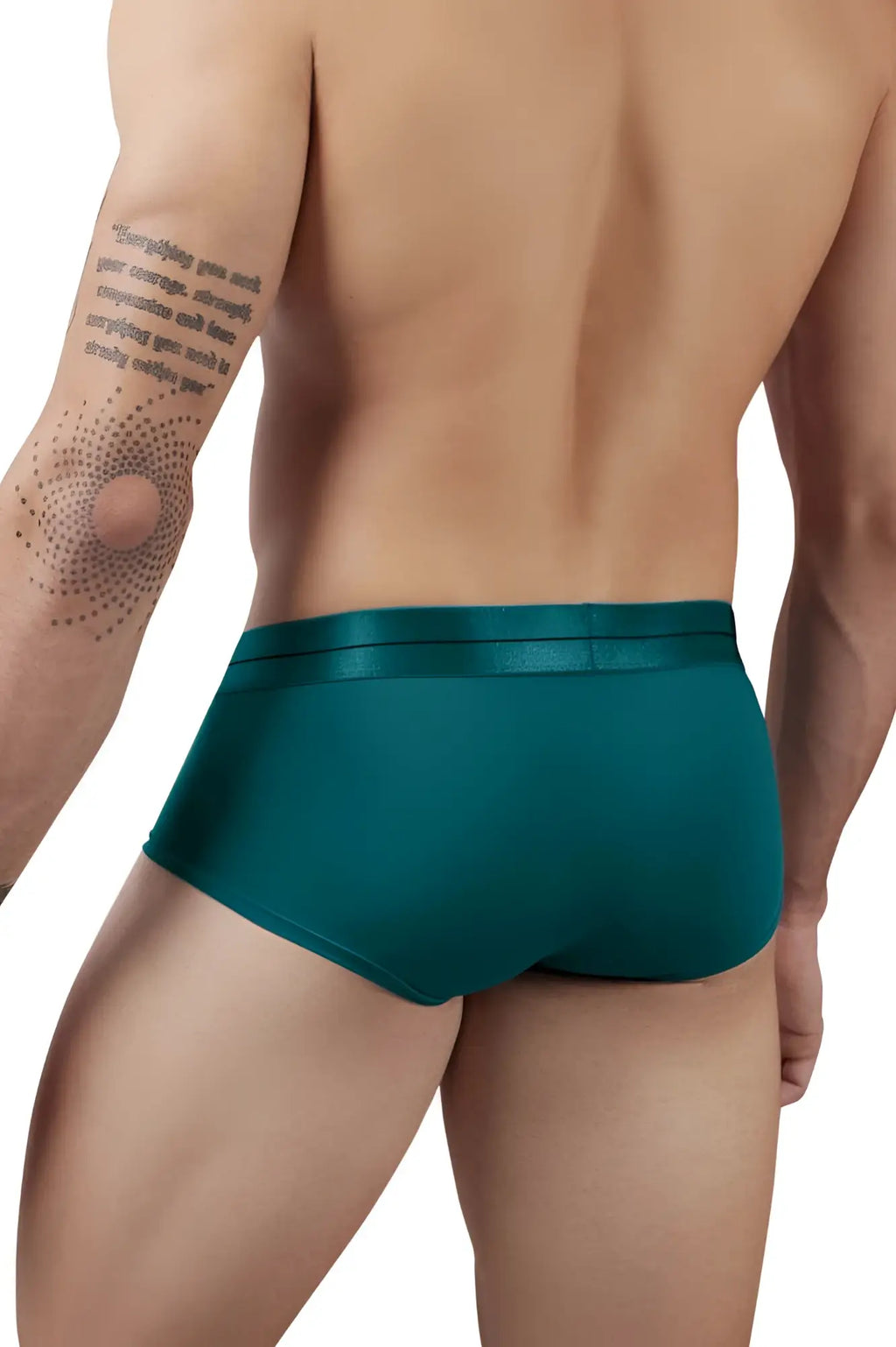 Teal satin microfiber briefs with a smooth glossy finish in green from hawai 41961 collection