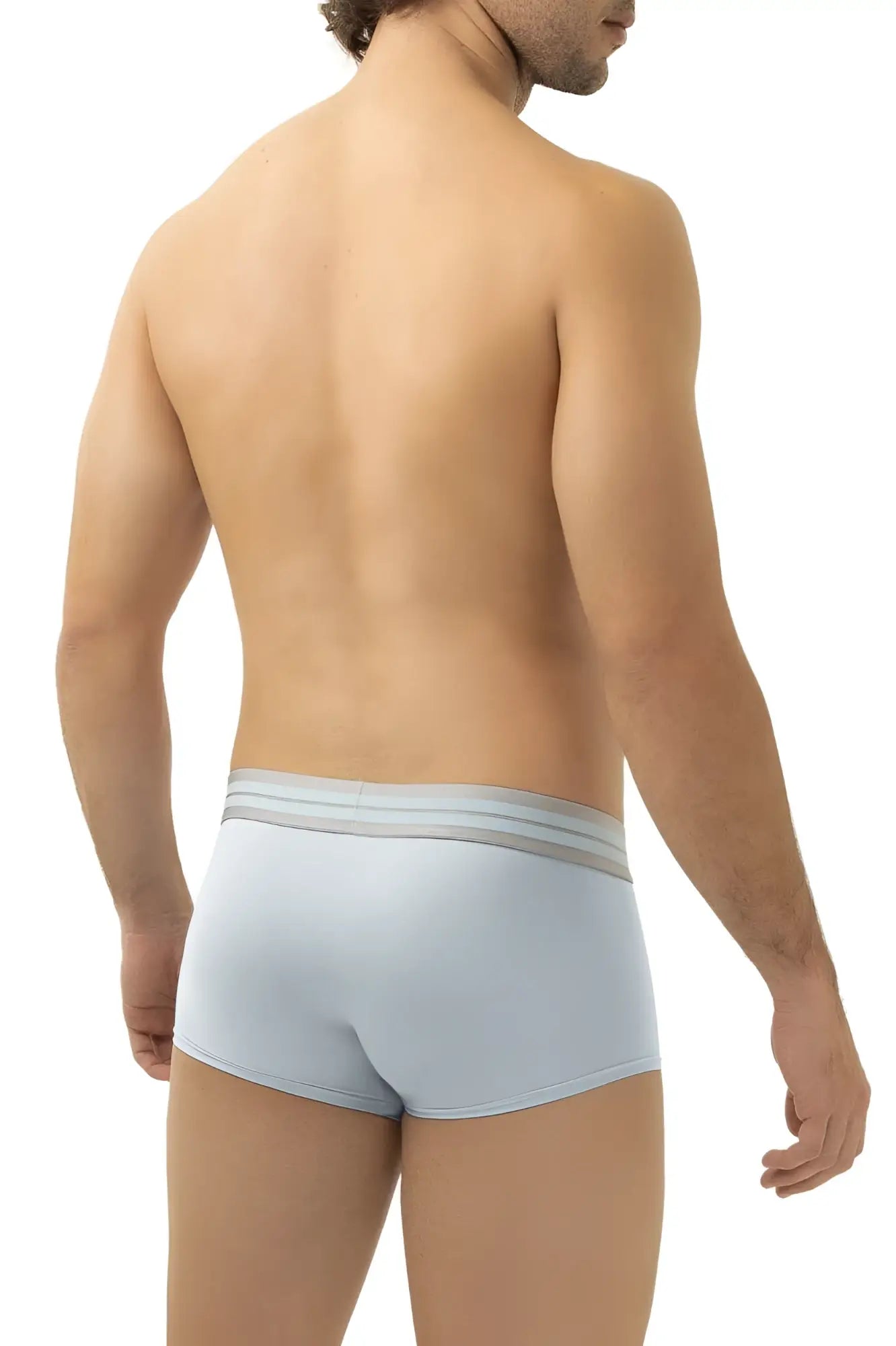 Light blue HAWAI 41961 microfiber men’s briefs with subtle striped waistband for comfortable everyday wear