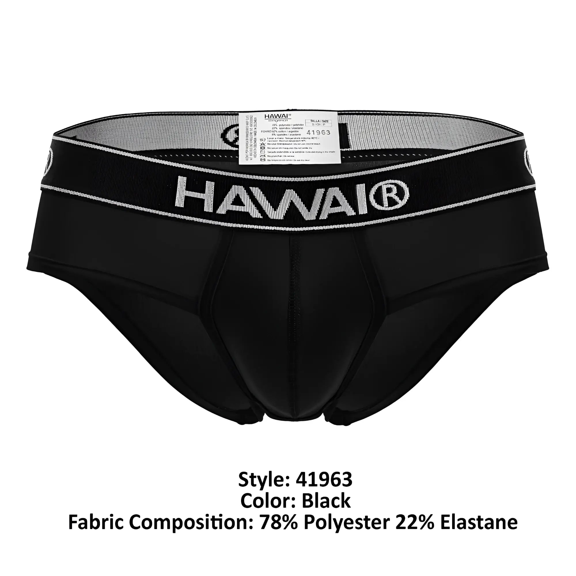 Black hawai 41963 microfiber briefs with sleek form-fitting design and contrasting white stitching on waistband
