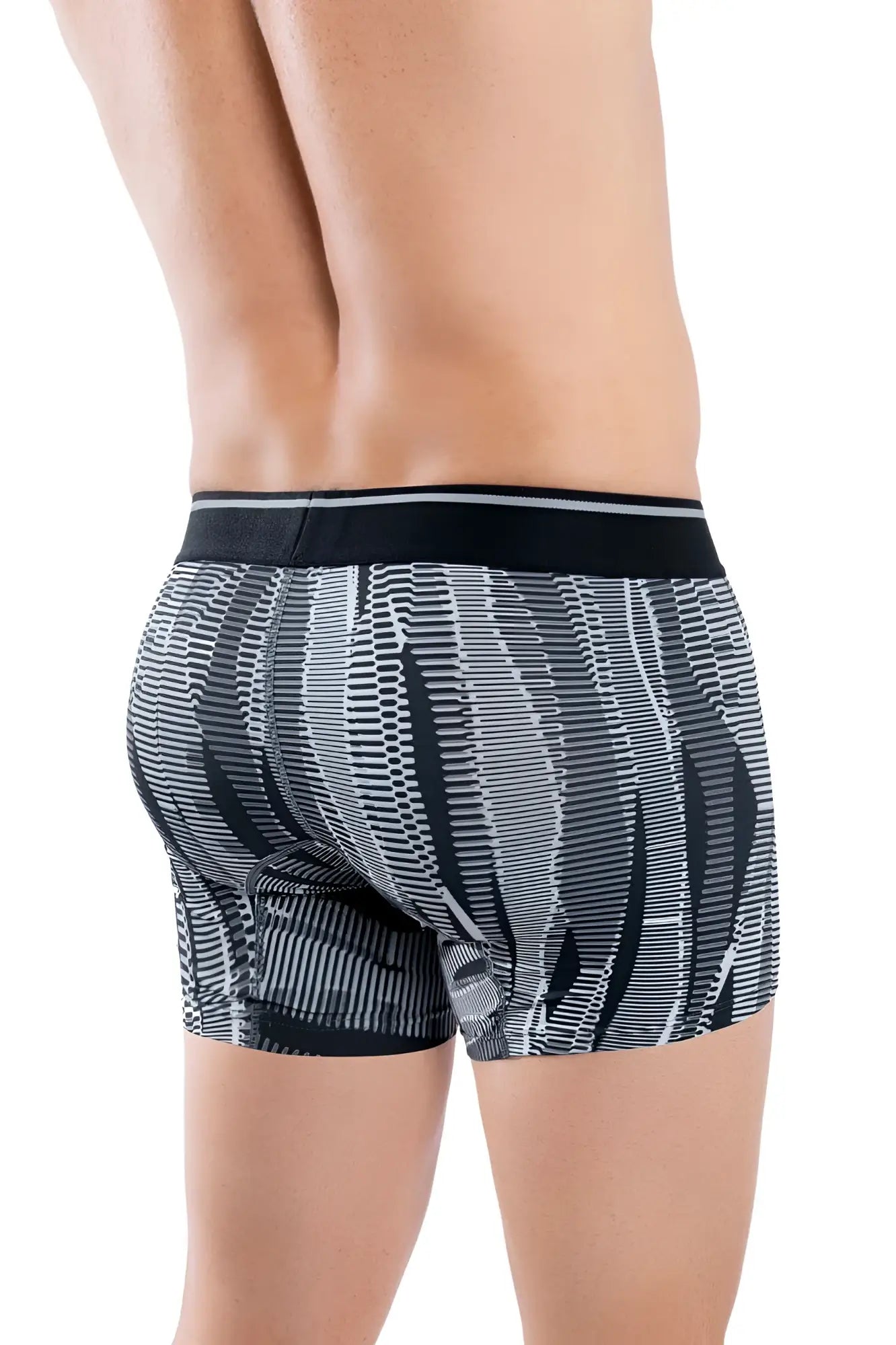Black and gray patterned HAWAI 42121 printed athletic trunks with sleek modern design boxer briefs