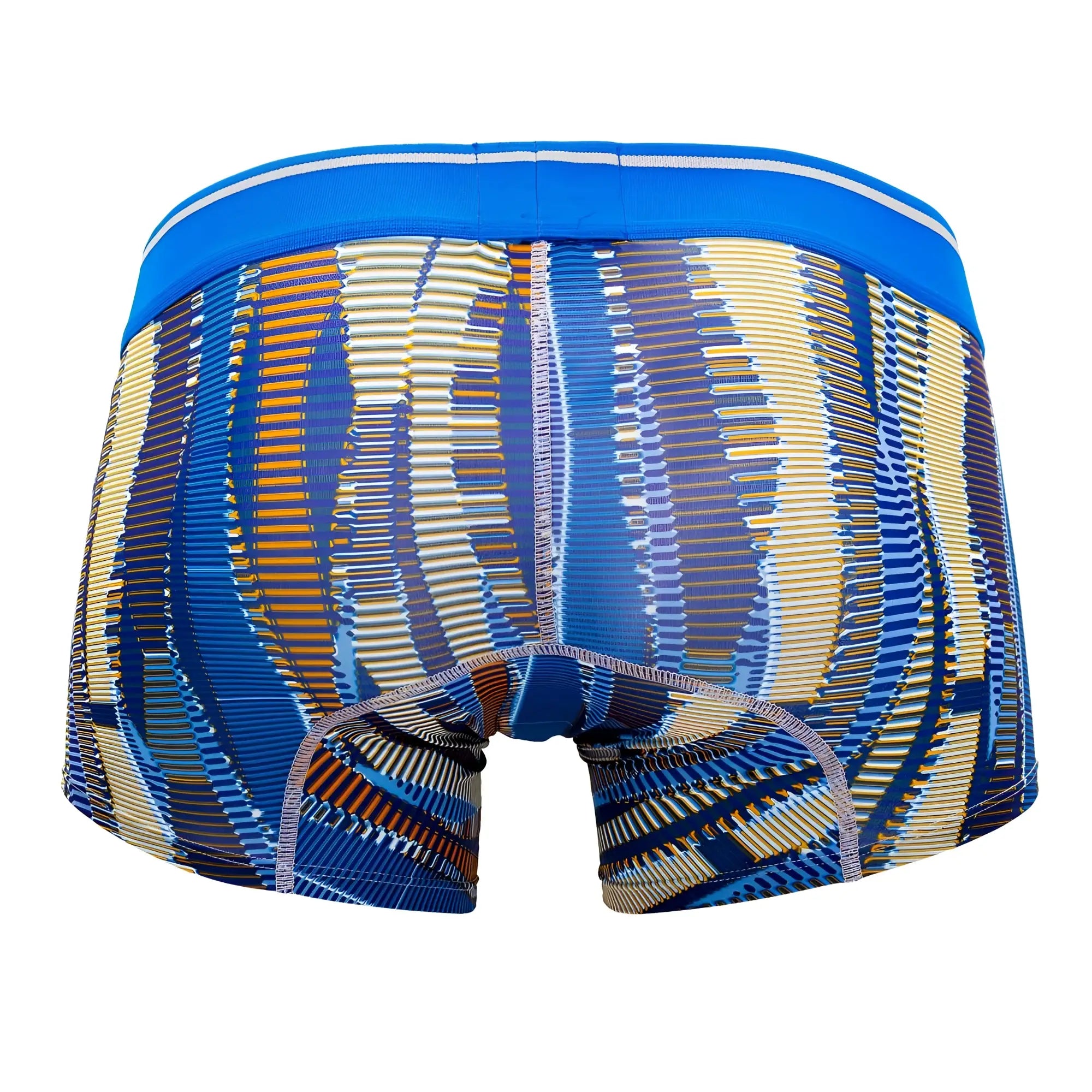 Blue and gold striped HAWAI 42121 printed athletic boxer briefs with solid royal blue waistband for active wear