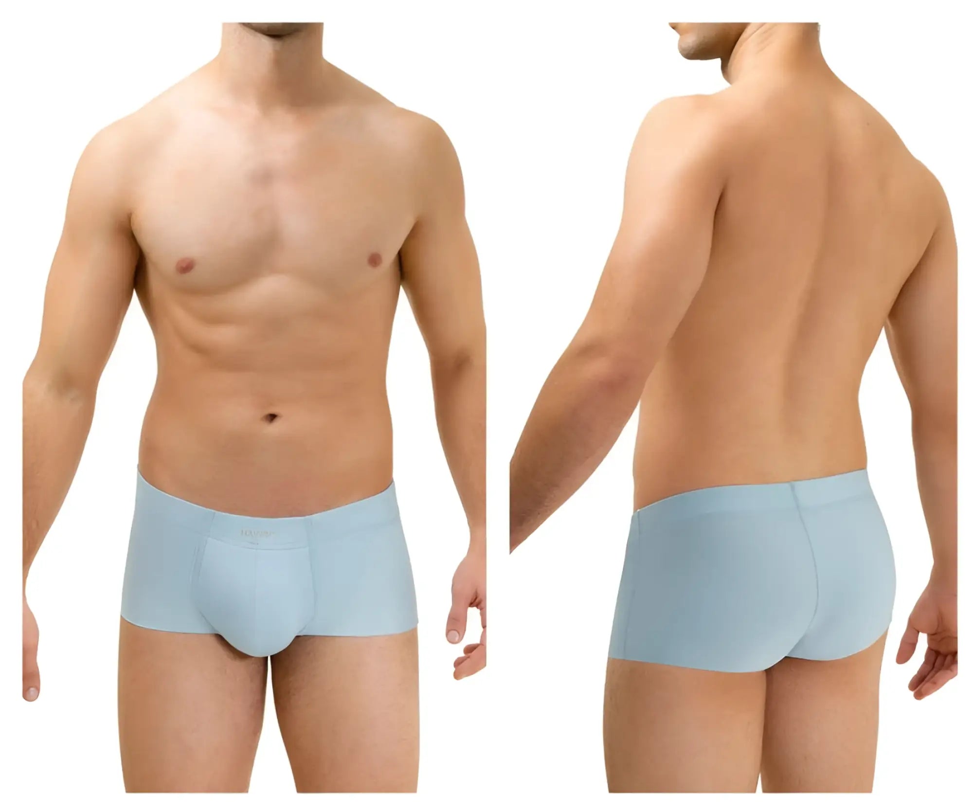 Light blue hawa 42142 microfiber trunks with seamless briefs and contoured smooth fabric design