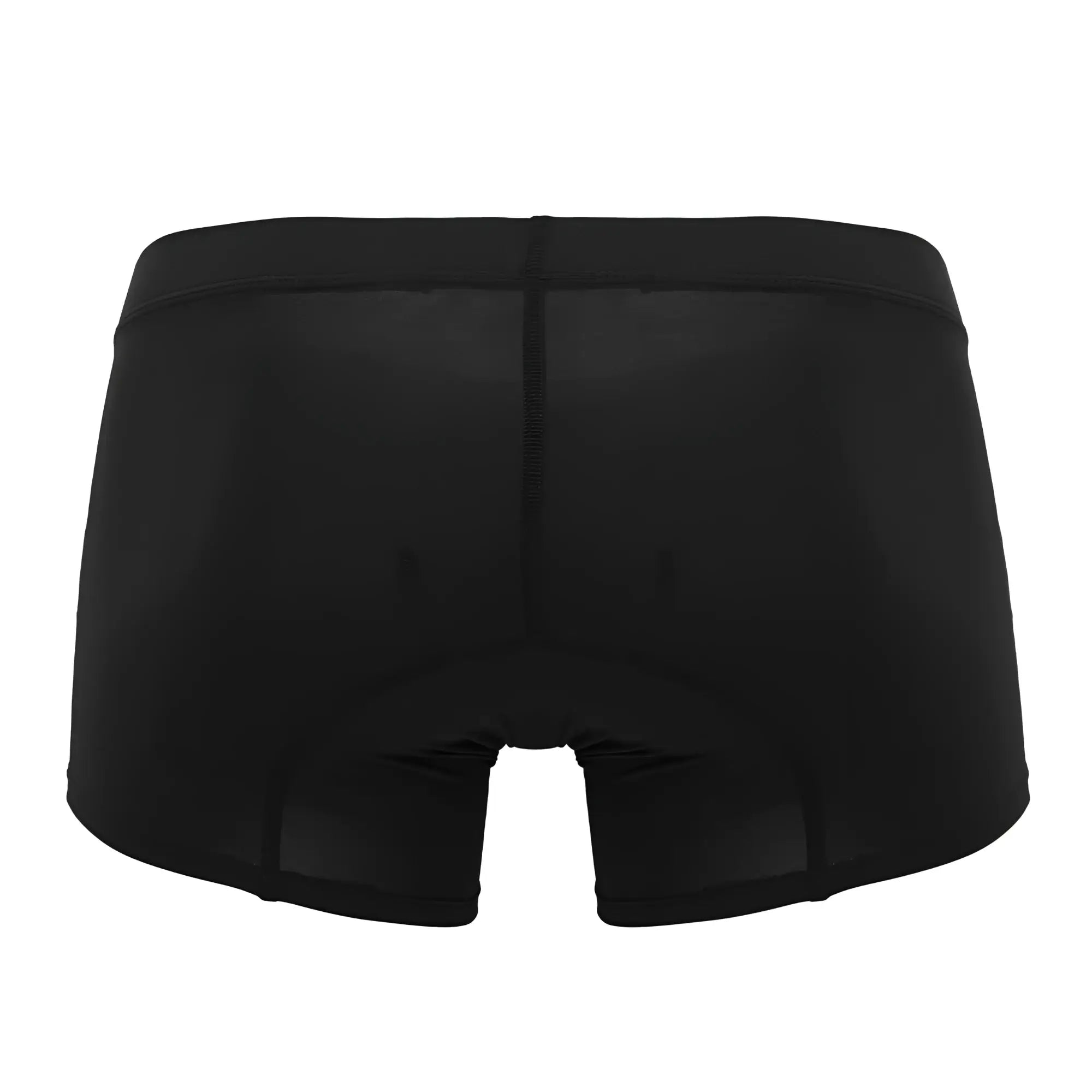 Back view of hawai 42222 black microfiber cycling briefs with smooth fabric and reinforced padded seat area
