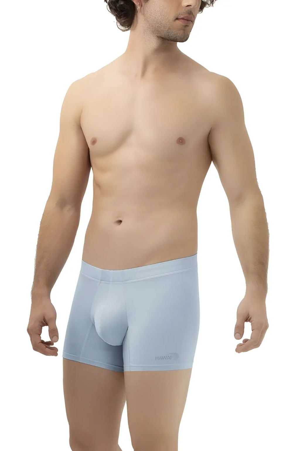 Light blue hawaï 42222 microfiber trunks featuring smooth form-fitting design and subtle waistband logo