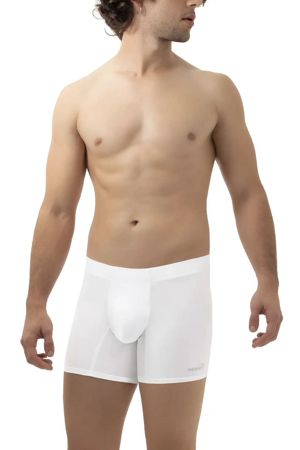 White men’s boxer briefs hawaI 42222 with supportive pouch elastic waistband made of microfiber in white color