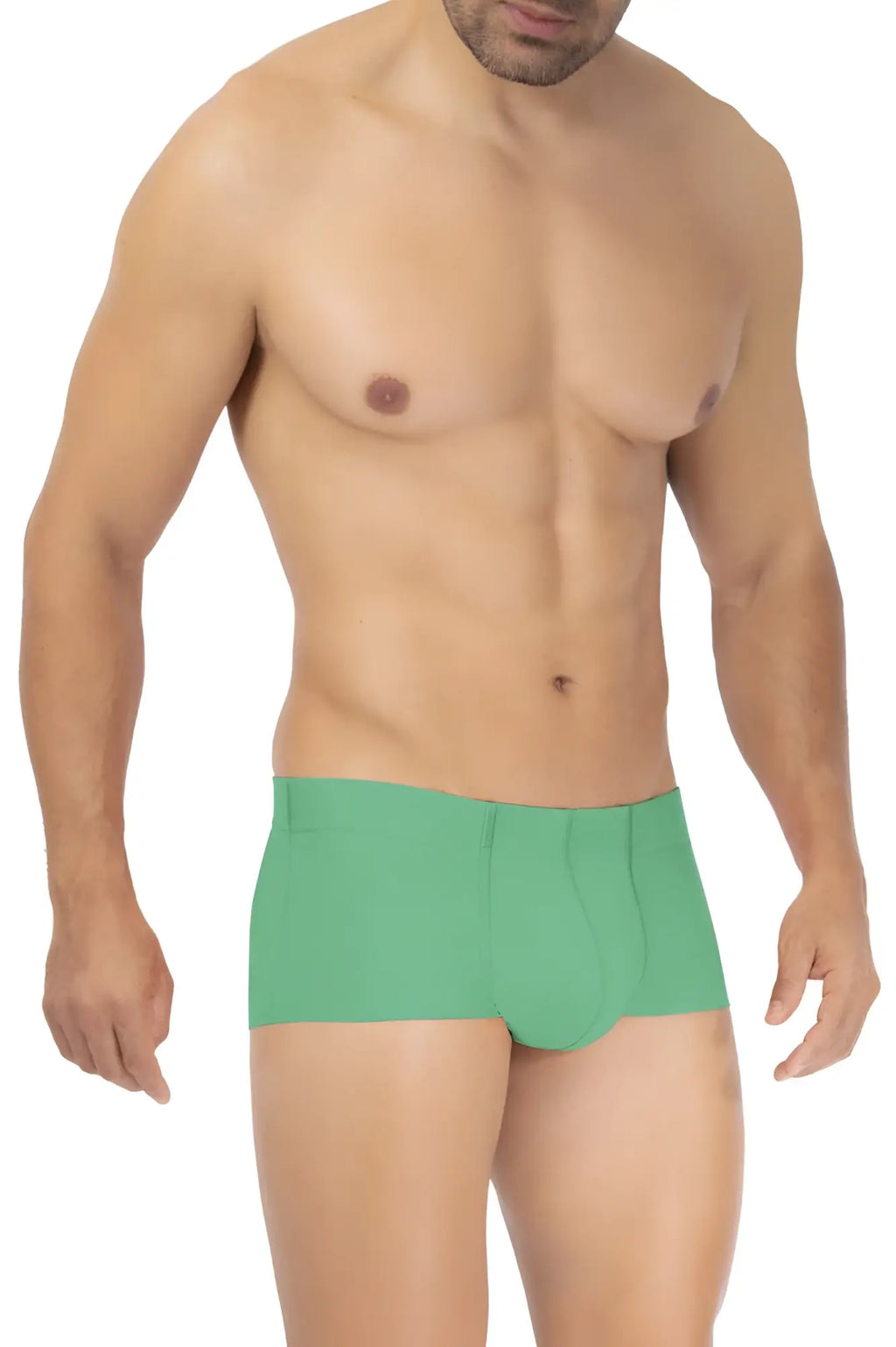 Green men’s microfiber trunks hawai 42308 showing front side in solid green color