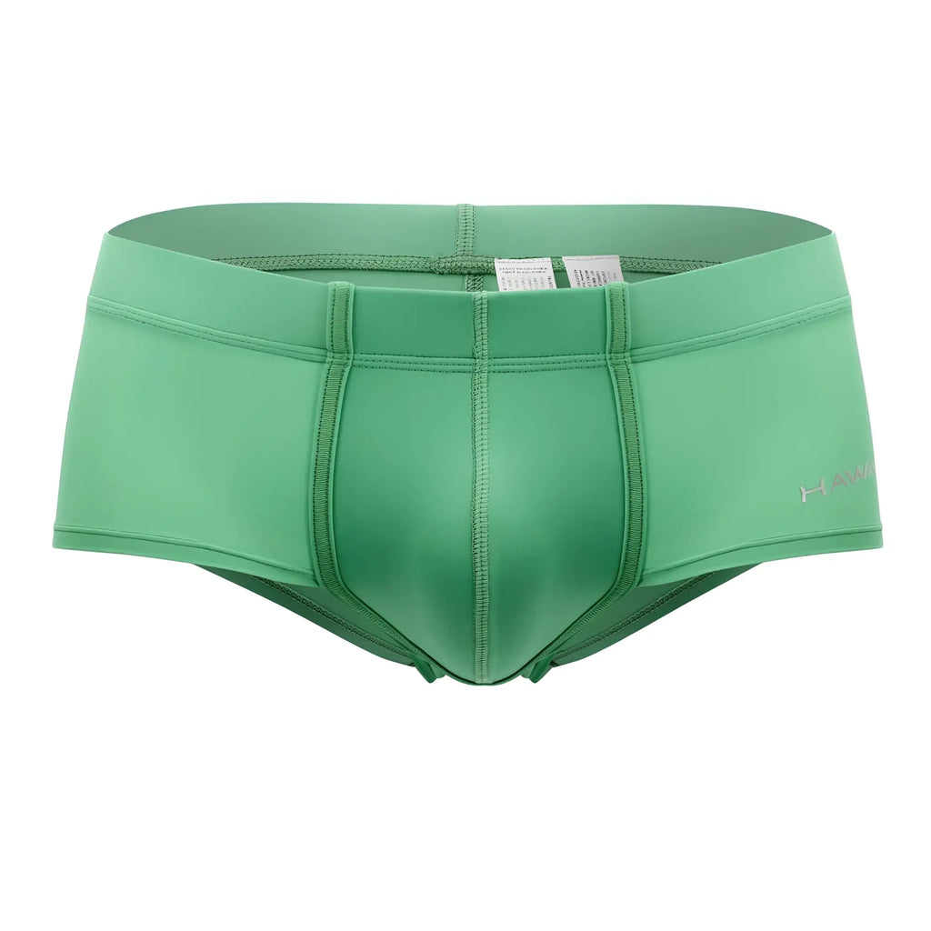 Green men’s microfiber trunks HAWAI 42308 with smooth form-fitting fabric and subtle stitching details