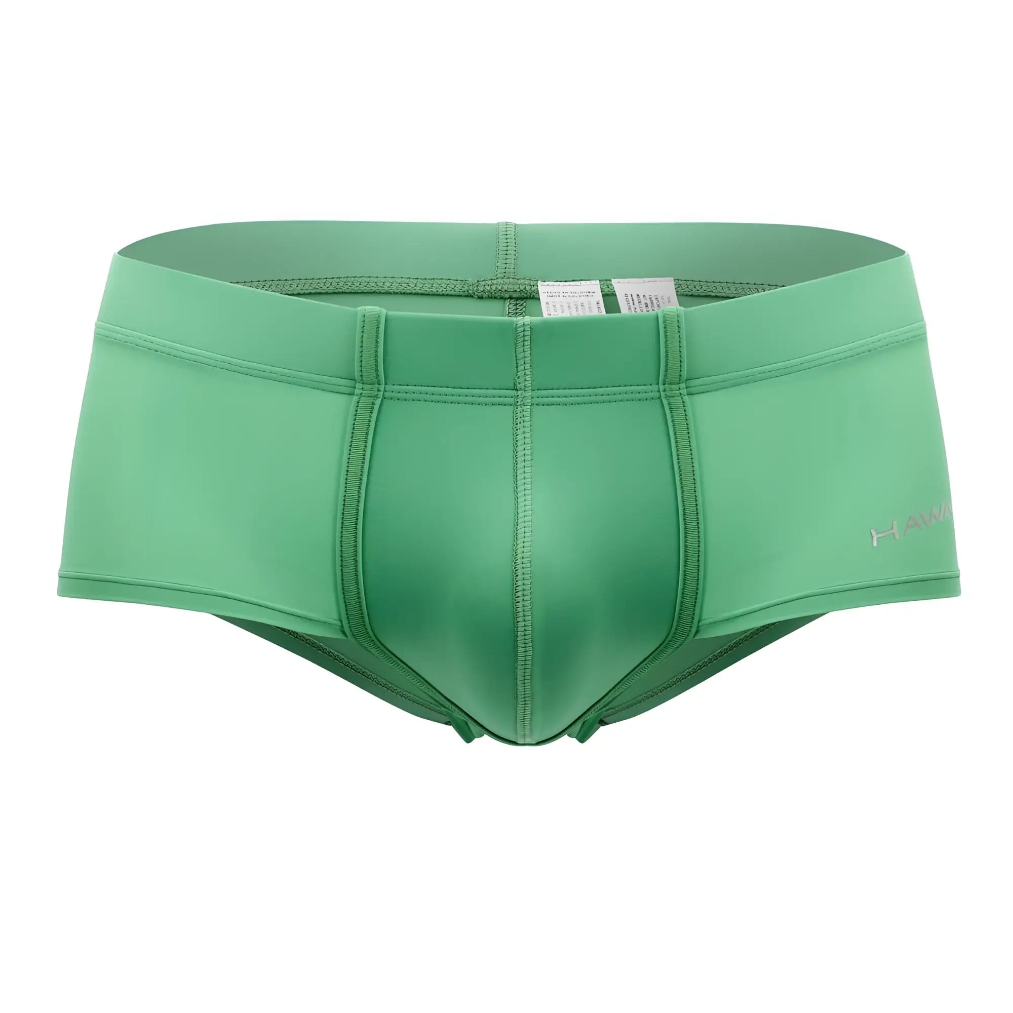 Green men’s microfiber trunks HAWAI 42308 with smooth form-fitting fabric and subtle stitching details