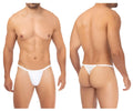 White lace thong with intricate pattern and thin waistband in HAWAI 42317 microfiber white thong design