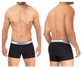 Black Hawai microfiber boxer briefs in black with a white elastic waistband featuring the brand name in black lettering