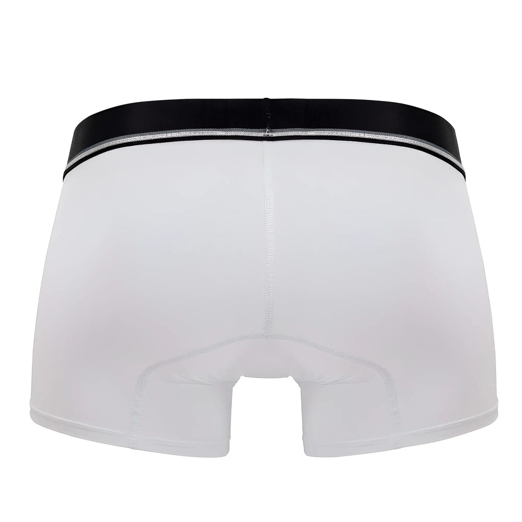 White HAWAI 42326 microfiber boxer briefs with a black elastic waistband featuring a subtle silver stripe