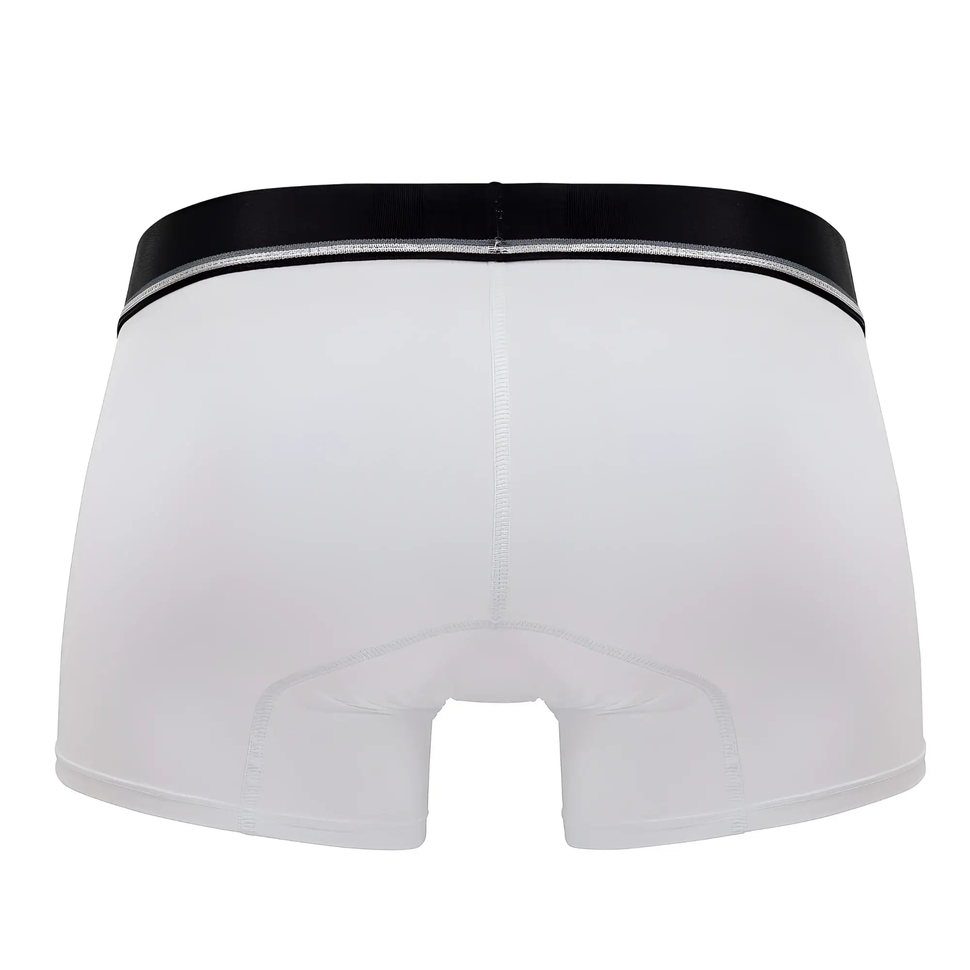 White HAWAI 42326 microfiber boxer briefs with a black elastic waistband featuring a subtle silver stripe