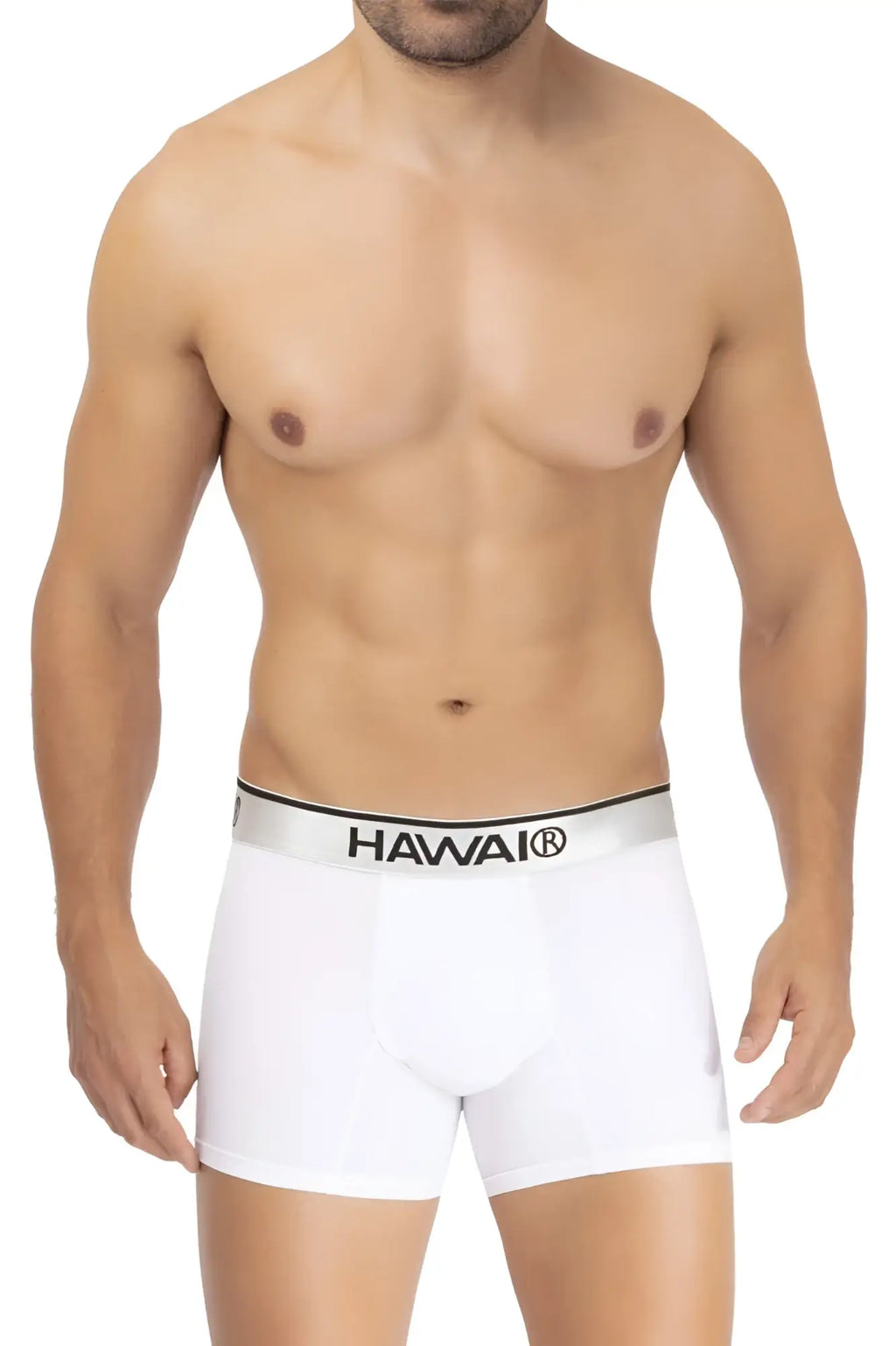 White hawai 42326 microfiber boxer briefs with silver waistband in white for comfortable everyday wear