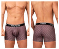 Hawai 42420 printed trunks men’s boxer briefs in textured muted purple with black elastic waistband color cocoa