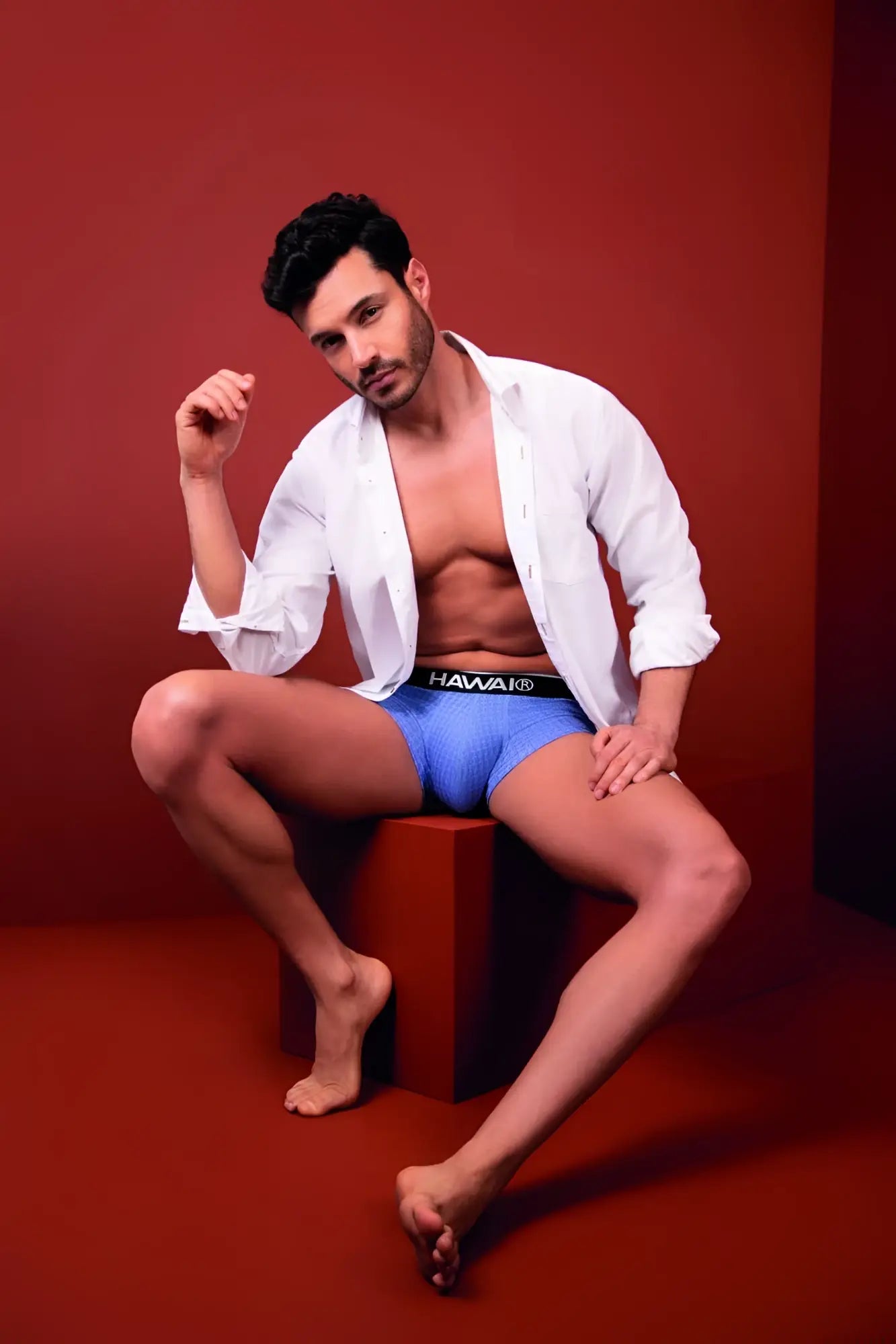 Blue Havaianas men’s briefs with black waistband featuring the brand logo in the HAWAI 42431 printed briefs color blue design