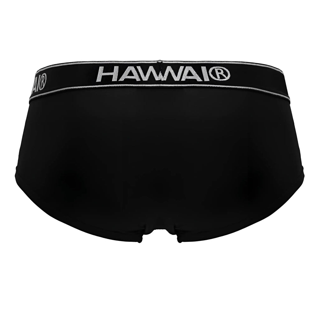 Black hawaï 41961 microfiber men’s briefs with silver embroidered waistband for comfortable support