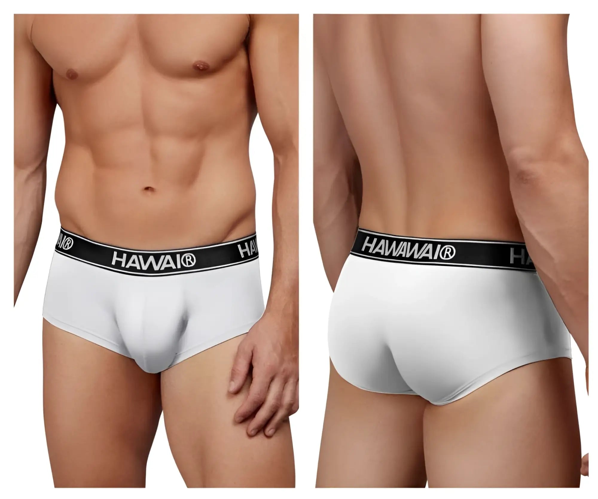 White havaianas hawai 41961 microfiber briefs with black elastic waistband and white brand lettering in white color