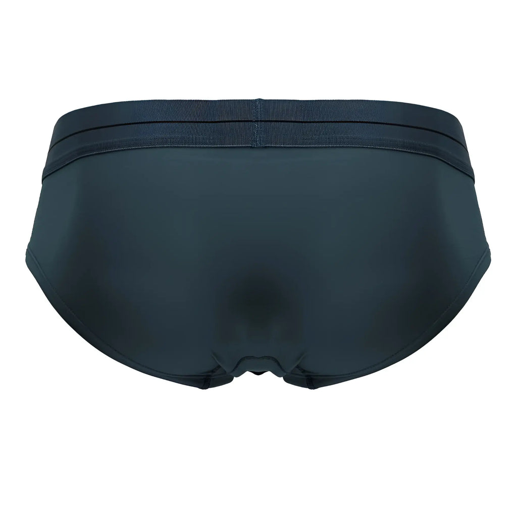 Green hawaai 41963 microfiber briefs with smooth stretchy fabric and elastic waistband in black shown from the back