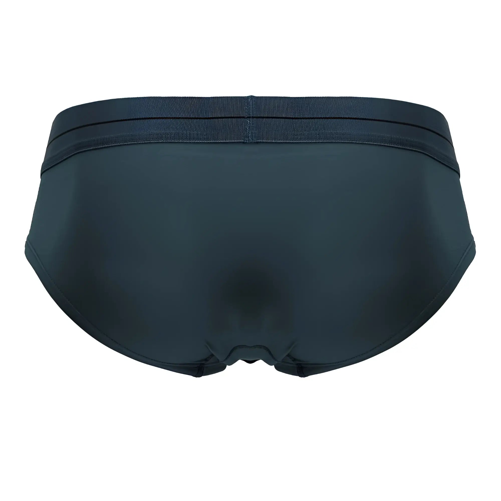 Green hawaai 41963 microfiber briefs with smooth stretchy fabric and elastic waistband in black shown from the back