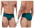 Teal green men’s microfiber briefs with a black hawaii logo on the waistband for comfortable everyday wear